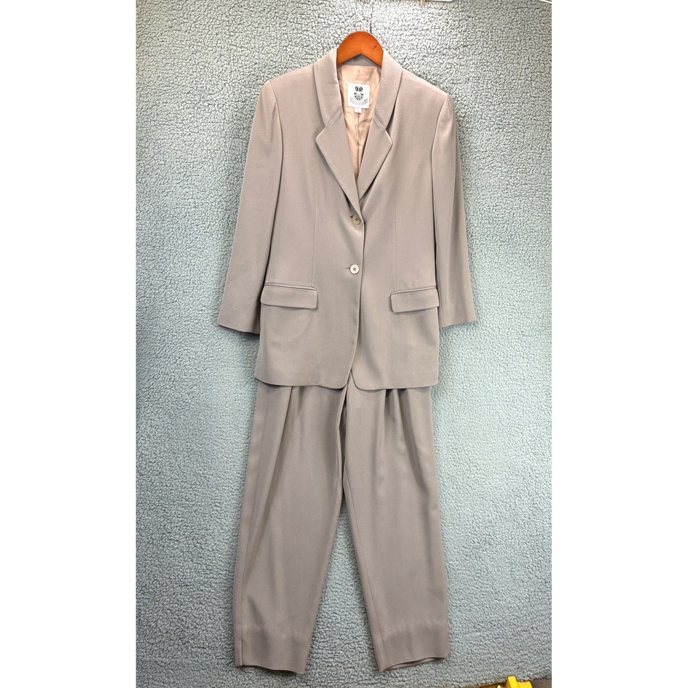 Renfrew 2 Piece Blazer Pant Suit Set Womens 8 Taupe Vintage Tailored Office